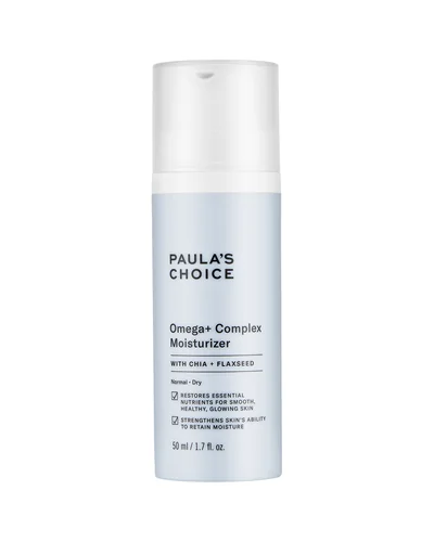 Envase de Omega+ Complex Moisturizer sobre fondo blanco