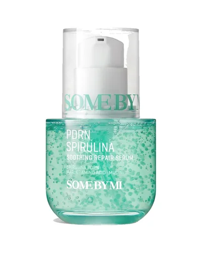 Envase de PDRN Spirulina Soothing Repair Serum sobre fondo blanco