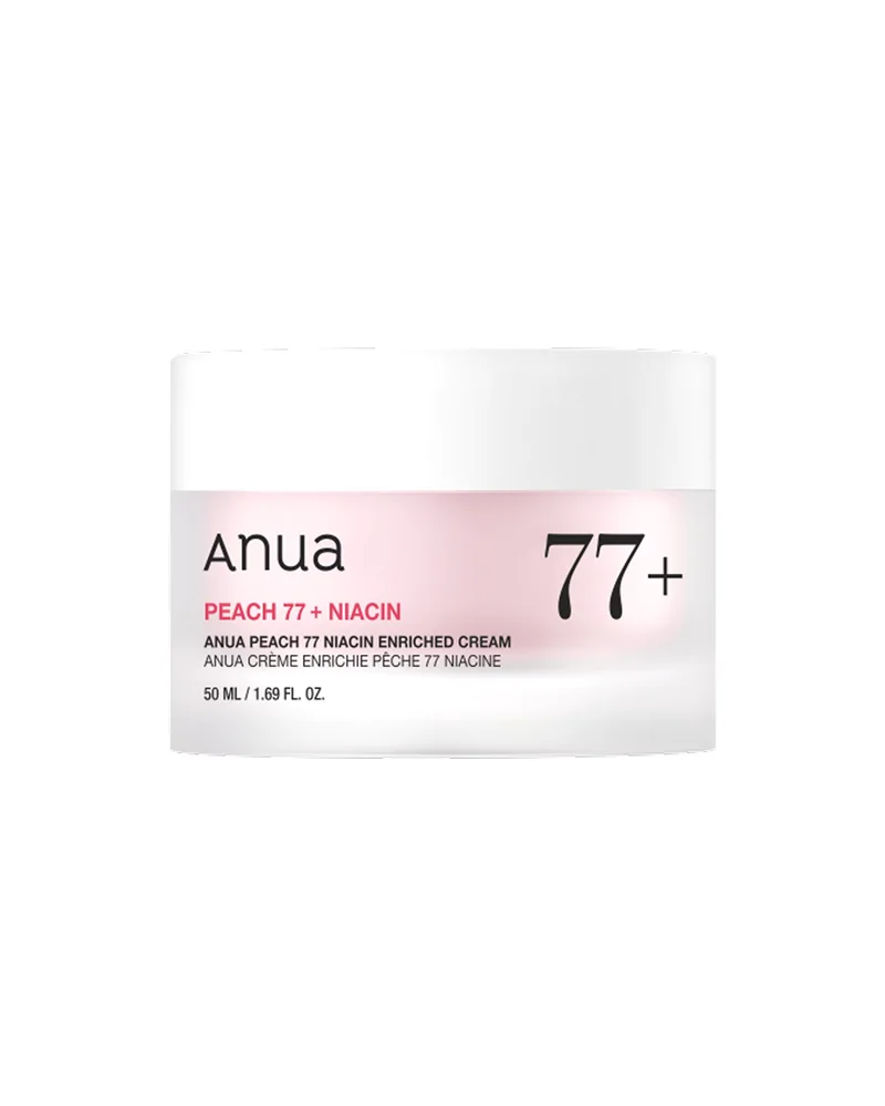 Tarro de Peach 77 Niacin Enriched Cream sobre fondo blanco