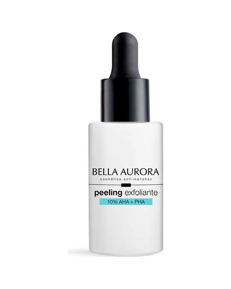 Envase del Peeling Exfoliante Antimanchas 10 % AHA + PHA sobre fondo blanco