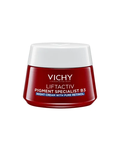 Envase de Liftactiv Pigment Specialist B3 Crema de Noche sobre fondo blanco