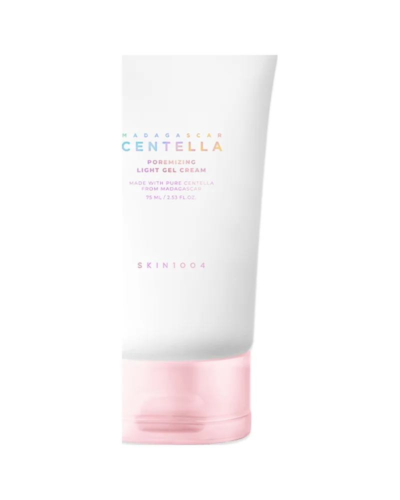 Envase de Madagascar Centella Poremizing Light Gel Cream sobre fondo blanco
