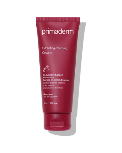 Tubo de Exfoliating Cleansing Cream sobre fondo blanco