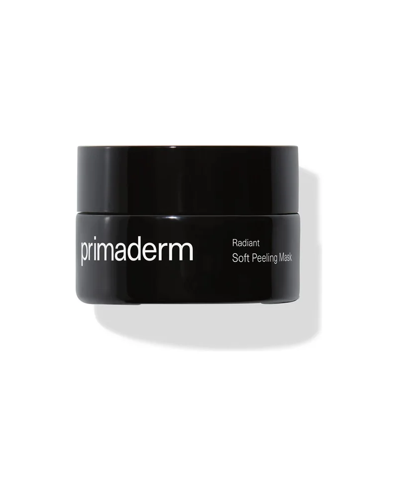 Tarro negro de Radiant Soft Peeling Mask sobre fondo blanco