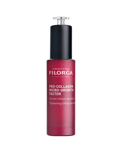 Frasco con cuentagotas de Pro-Collagen Micro-Growth Factor Serum sobre fondo blanco