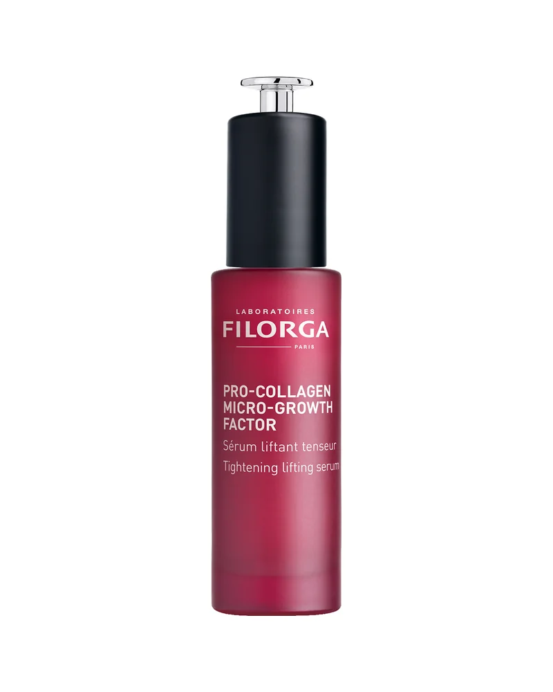 Frasco con cuentagotas de Pro-Collagen Micro-Growth Factor Serum sobre fondo blanco