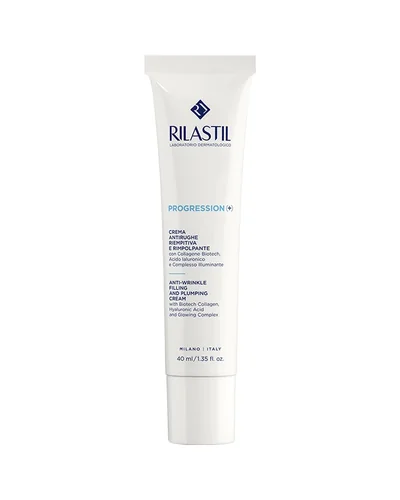 Tubo de Progression (+) Crema sobre fondo blanco