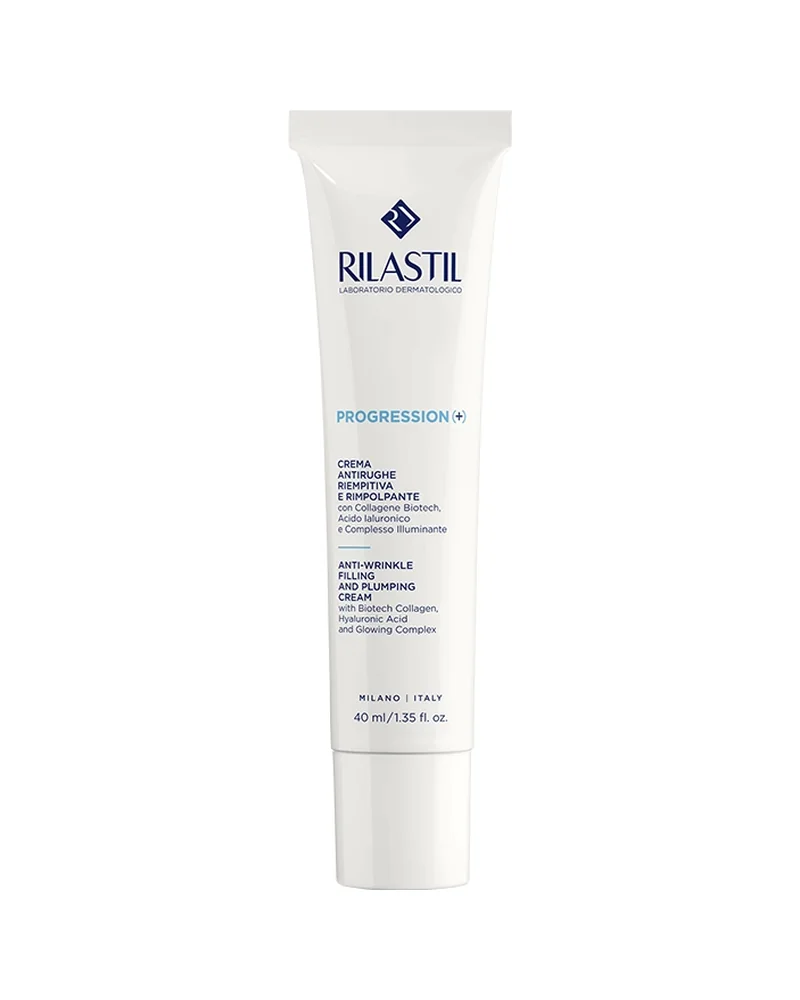 Tubo de Progression (+) Crema sobre fondo blanco