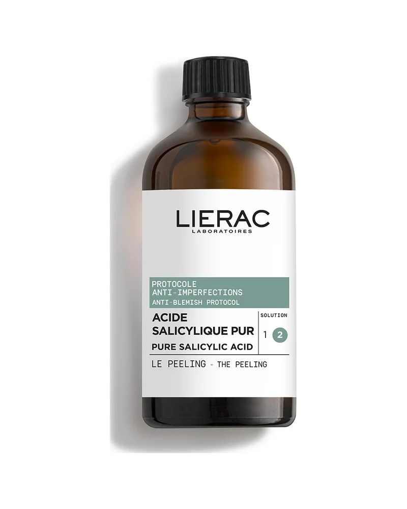 Frasco de Protocolo Antiimperfecciones El Peeling de Lierac sobre fondo blanco
