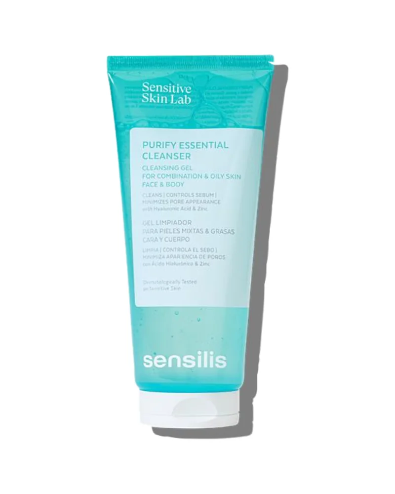 Envase de Purify Essential Cleanser sobre fondo blanco