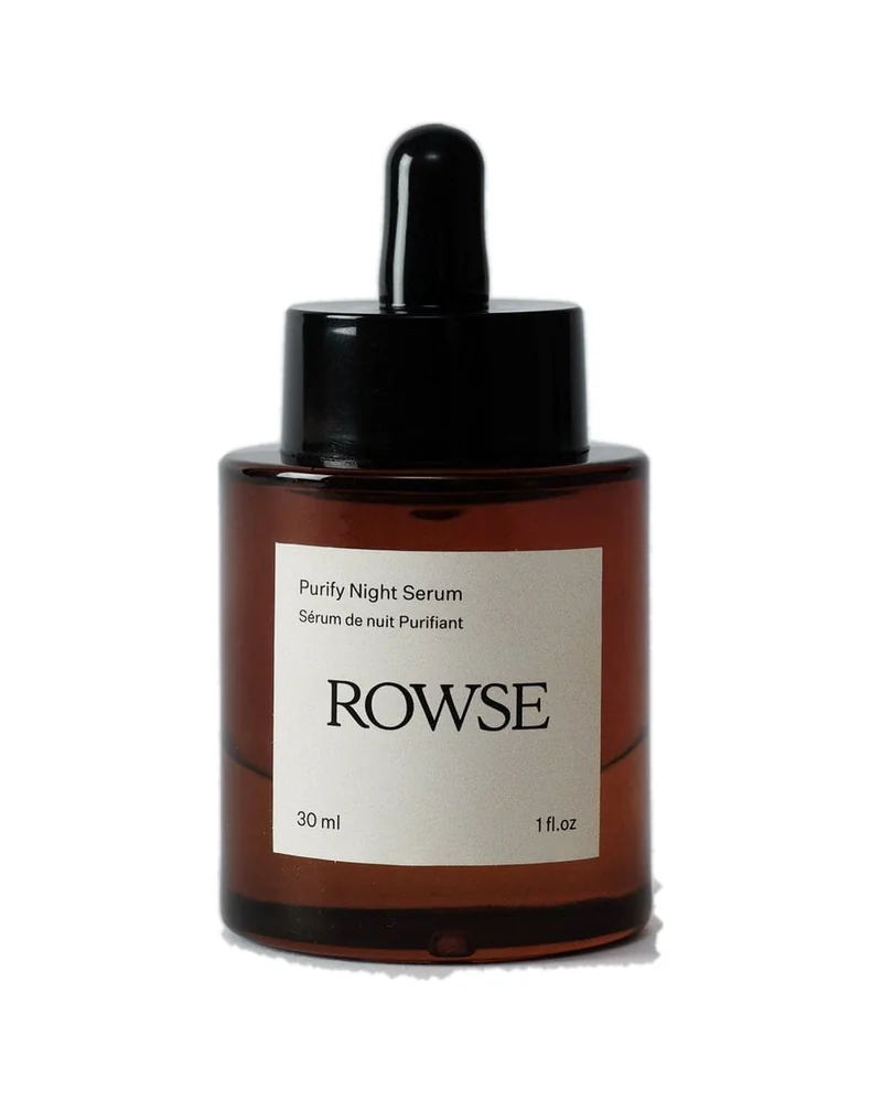 Envase de Sérum de noche Purificante de Rowse sobre fondo blanco