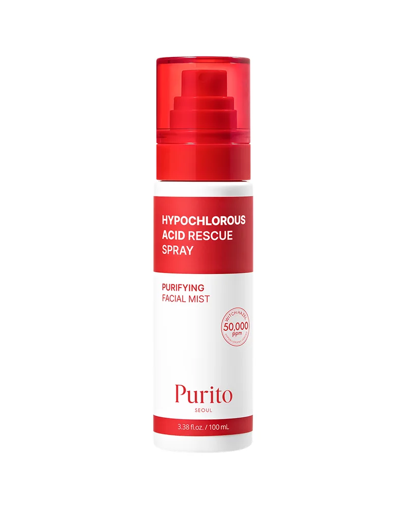 Envase de Hypochlorous Acid Rescue Spray sobre fondo blanco