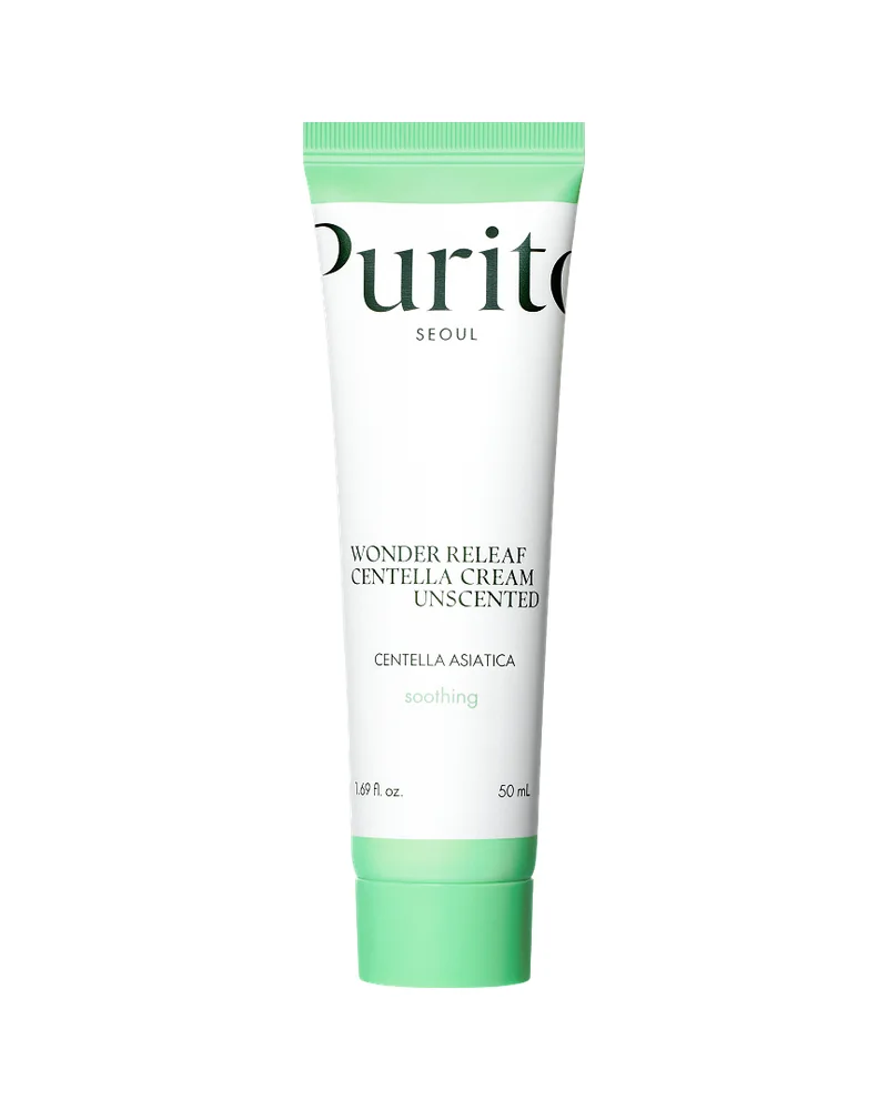 Envase de Wonder Releaf Centella Cream Unscented sobre fondo blanco