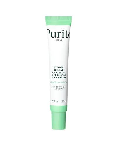 Envase de Wonder Releaf Centella Eye Cream Unscented sobre fondo blanco