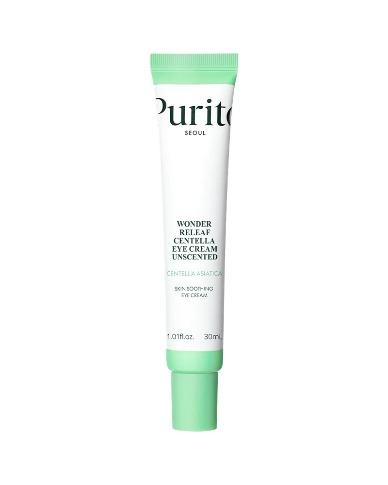 Envase de Wonder Releaf Centella Eye Cream Unscented sobre fondo blanco