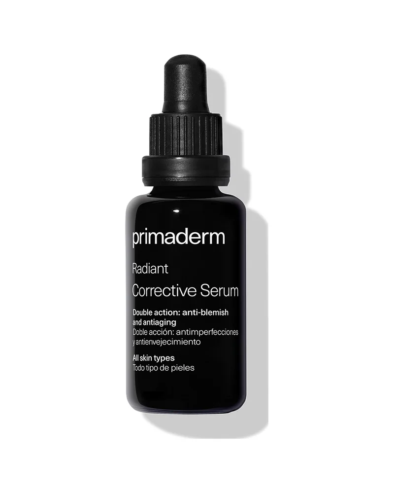 Frasco cuentagotas de Radiant Corrective Serum sobre fondo blanco