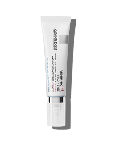 Envase de Redermic Retinol Ojos sobre fondo blanco
