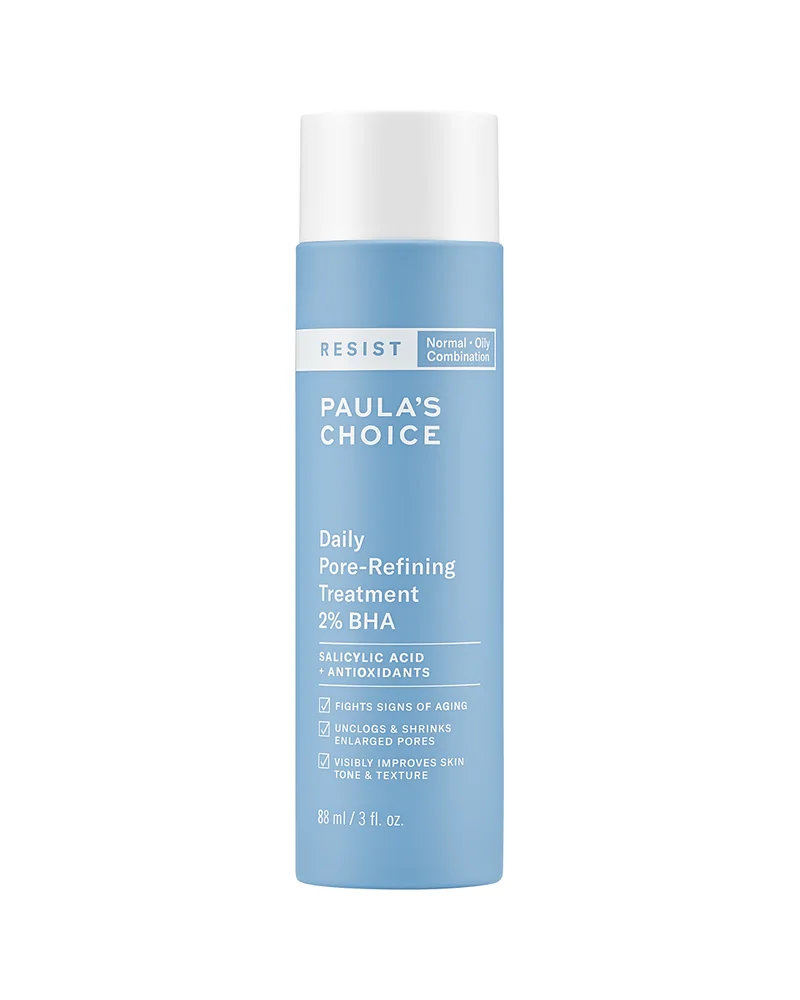 Envase de Resist 2% BHA Exfoliante Antienvejecimiento sobre fondo blanco
