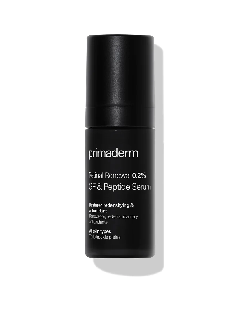 Envase de Retinal Renewal 0.2% GF & Peptide Serum sobre fondo blanco