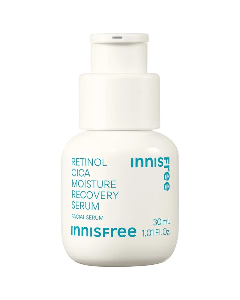 Frasco con dosificador de Retinol Cica Moisture Recovery Serum sobre fondo blanco