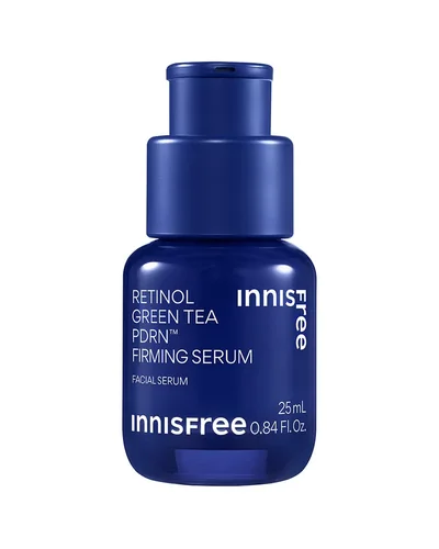Frasco con dosificador de Retinol Green Tea PDRN Firming Serum sobre fondo blanco