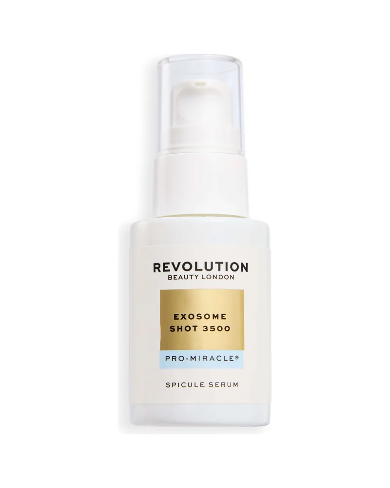 Envase de Pro Miracle Exosome Shot 3500 Spicule Serum sobre fondo blanco