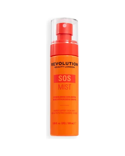 Envase de SOS Barrier Support Hypochlorous Acid Facial Mist sobre fondo blanco
