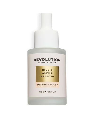 Frasco de Pro Miracle Rice + Alpha Arbutin Serum sobre fondo blanco