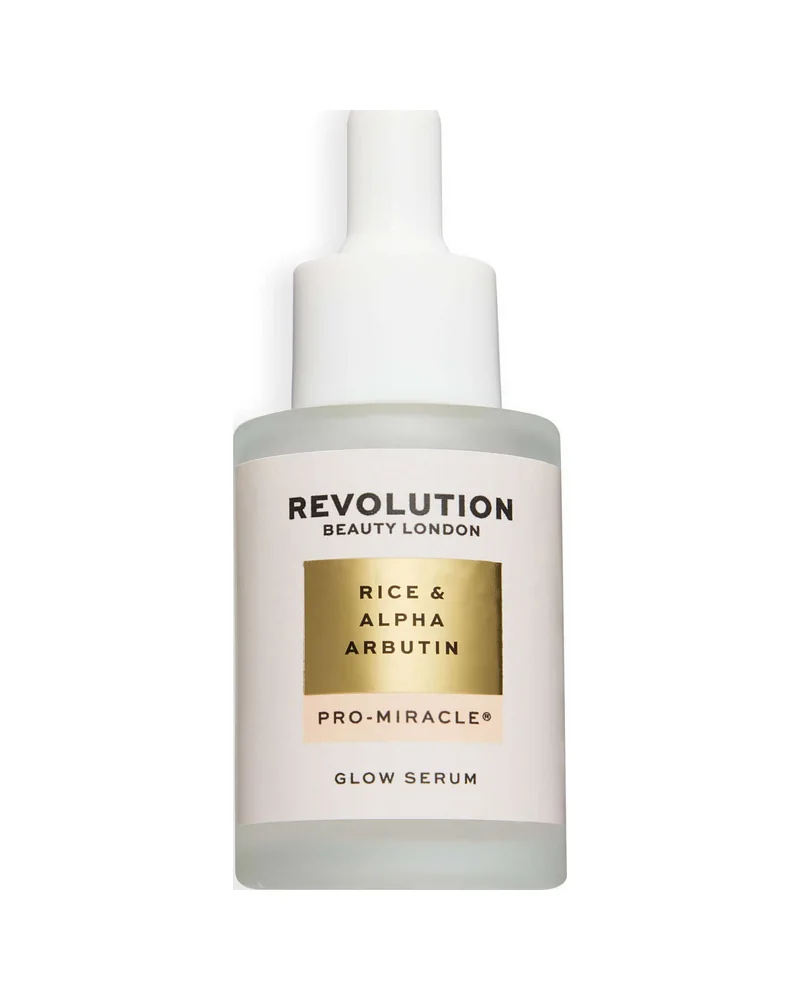 Frasco de Pro Miracle Rice + Alpha Arbutin Serum sobre fondo blanco