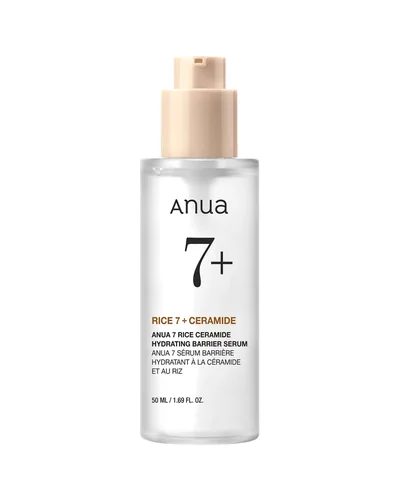 Envase de Rice Ceramide 7 Hydrating Barrier Serum sobre fondo blanco