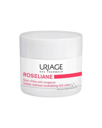 Envase de Roséliane Crema Rica Antirojeces sobre fondo blanco