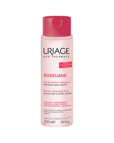 Envase de Roséliane Fluido Dermo-Limpiador sobre fondo blanco