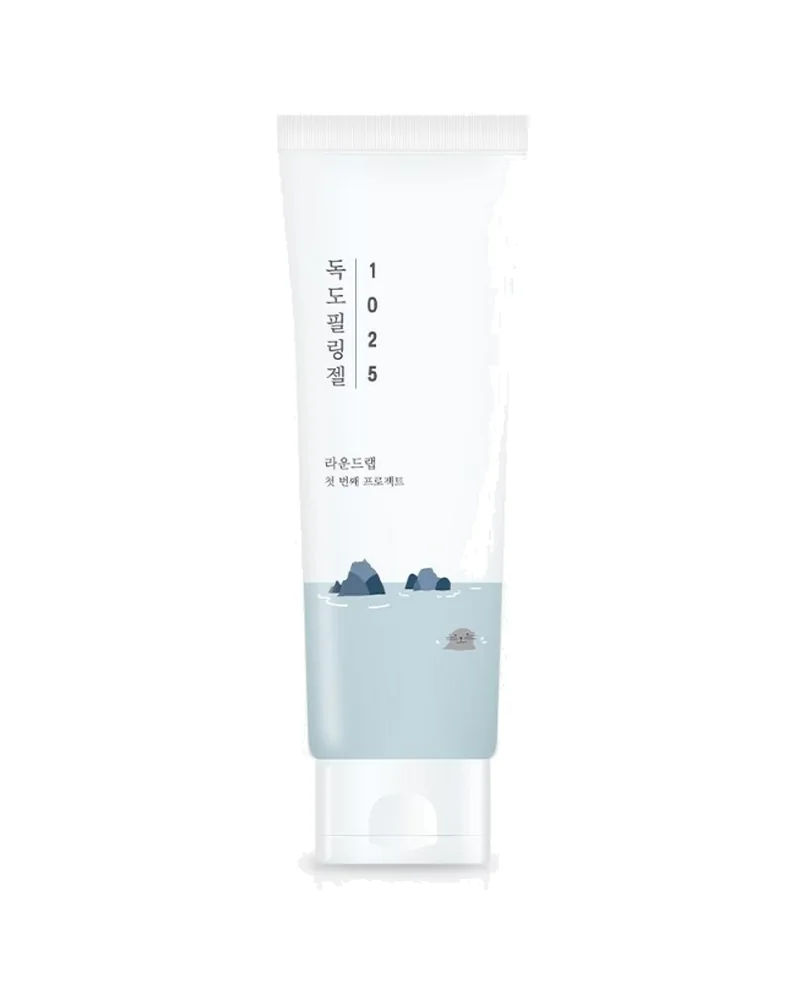 Envase de 1025 Dokdo Peeling Gel sobre fondo blanco