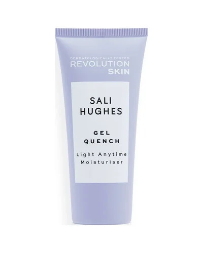 Tubo de Sali Hughes Gel Quench sobre fondo blanco