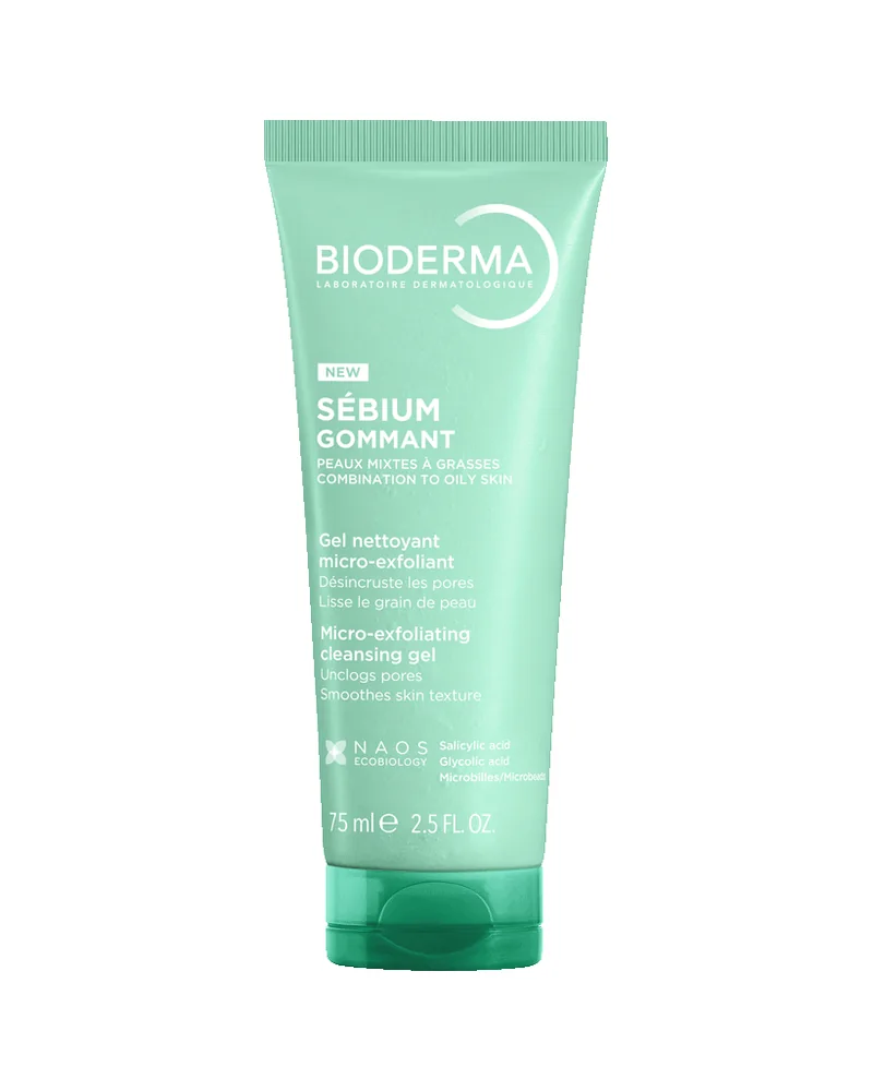 Envase de Sébium Gel Gommant sobre fondo blanco