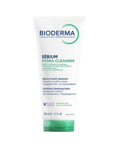 Envase de Sébium Hydra Cleanser sobre fondo blanco