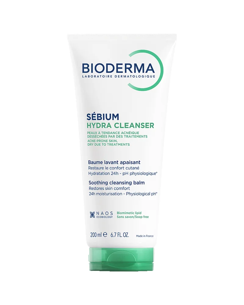 Envase de Sébium Hydra Cleanser sobre fondo blanco