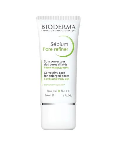 Envase de Sébium Pore Refiner sobre fondo blanco