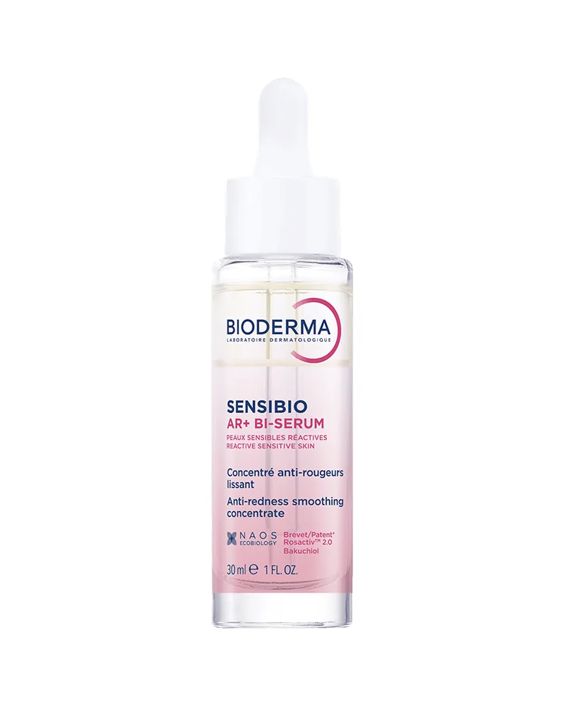 Envase de Sensibio AR+ Bi-serum sobre fondo blanco