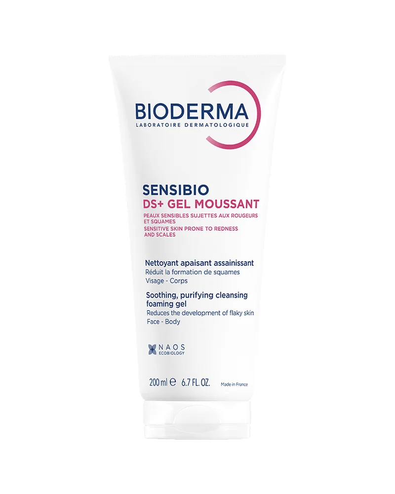 Envase de Sensibio DS+ Gel Moussant sobre fondo blanco