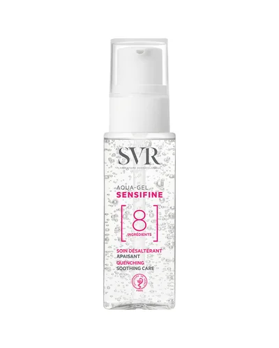Envase de Sensifine Aqua-Gel sobre fondo blanco