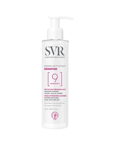 Envase de Sensifine Dermo-Nettoyant sobre fondo blanco