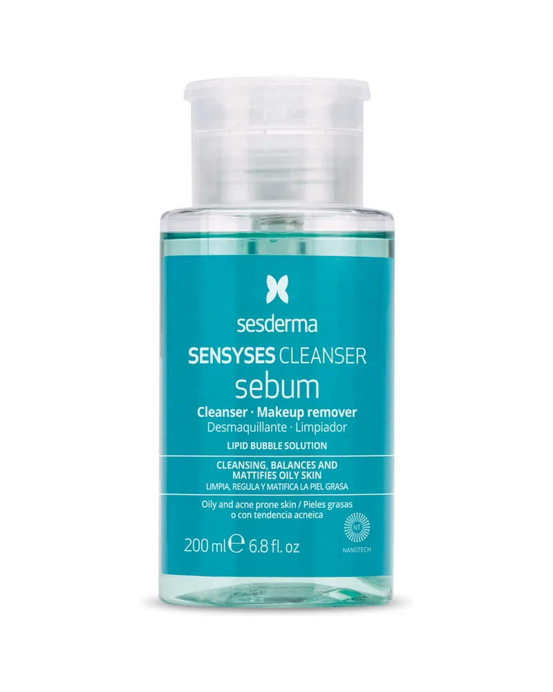 Envase de Sensyses Cleanser Sebum sobre fondo blanco