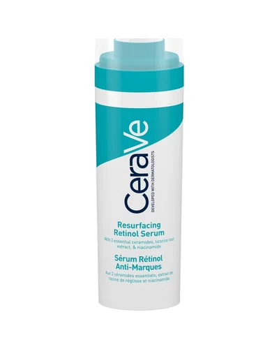 Envase de Sérum Retinol Anti-marcas sobre fondo blanco