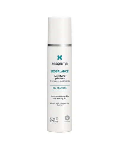 Envase de Sesbalance Crema gel sobre fondo blanco