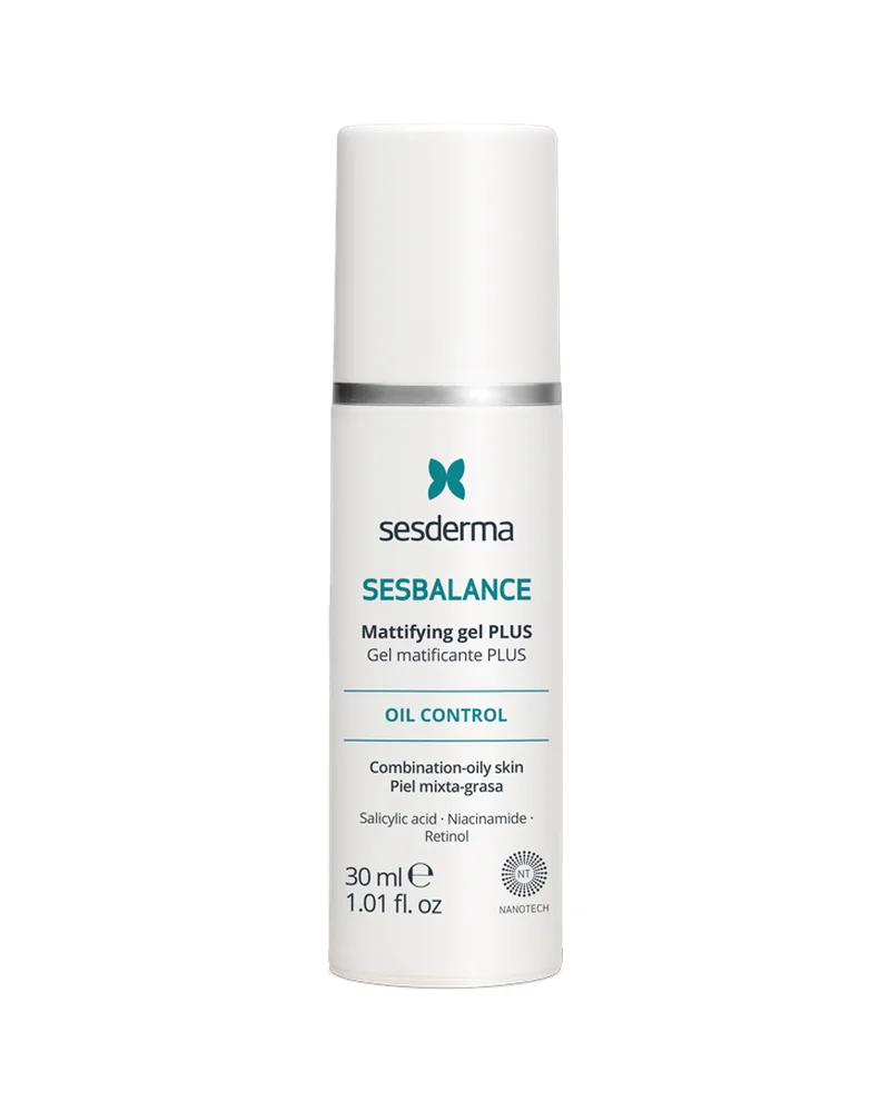 Envase de Sesbalance Gel Plus sobre fondo blanco