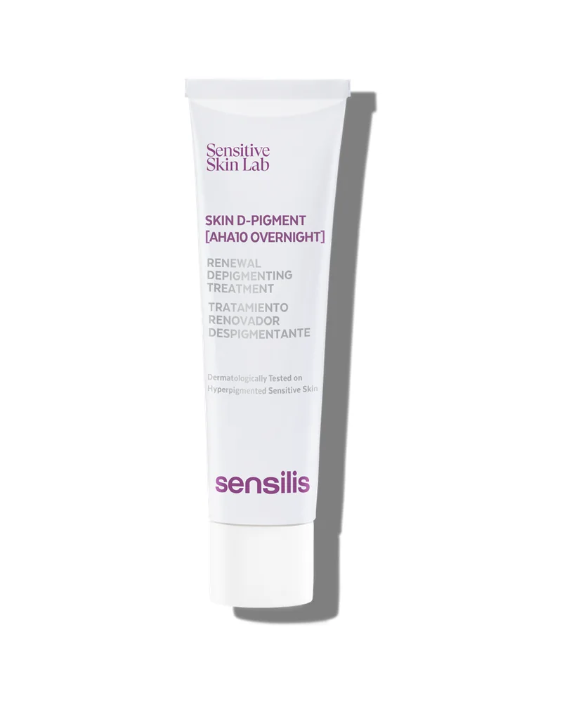 Envase de Skin D-Pigment AHA 10 Overnight sobre fondo blanco