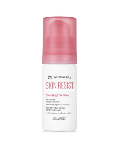 Envase de Skin Resist Sensage Sérum sobre fondo blanco
