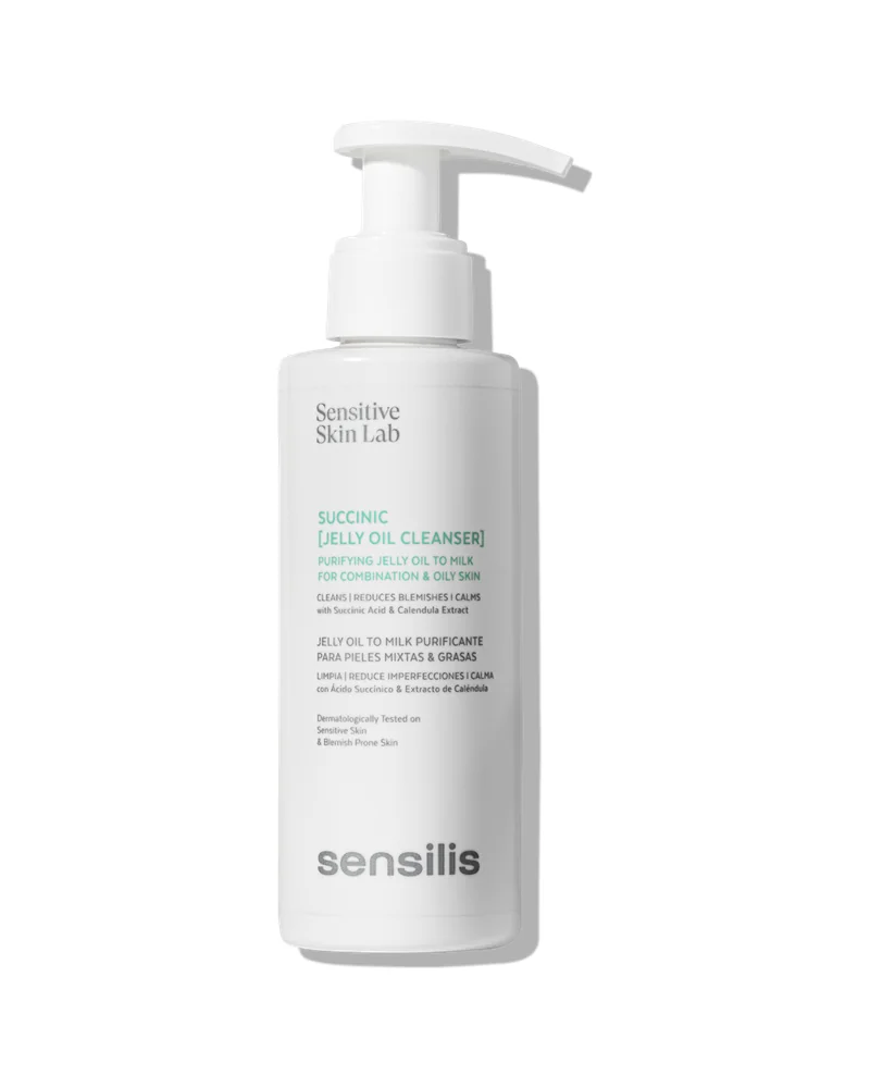 Envase de Succinic Jelly Oil Cleanser sobre fondo blanco