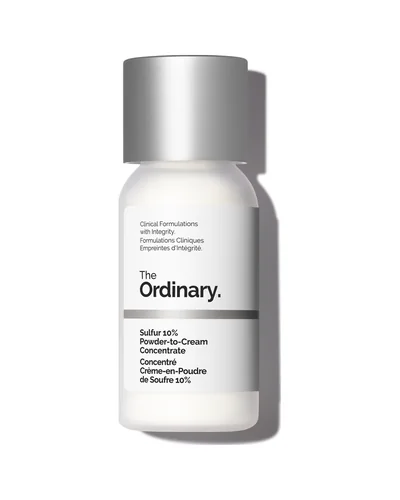 Envase de Sulfur 10% Powder-to-Cream Concentrate sobre fondo blanco